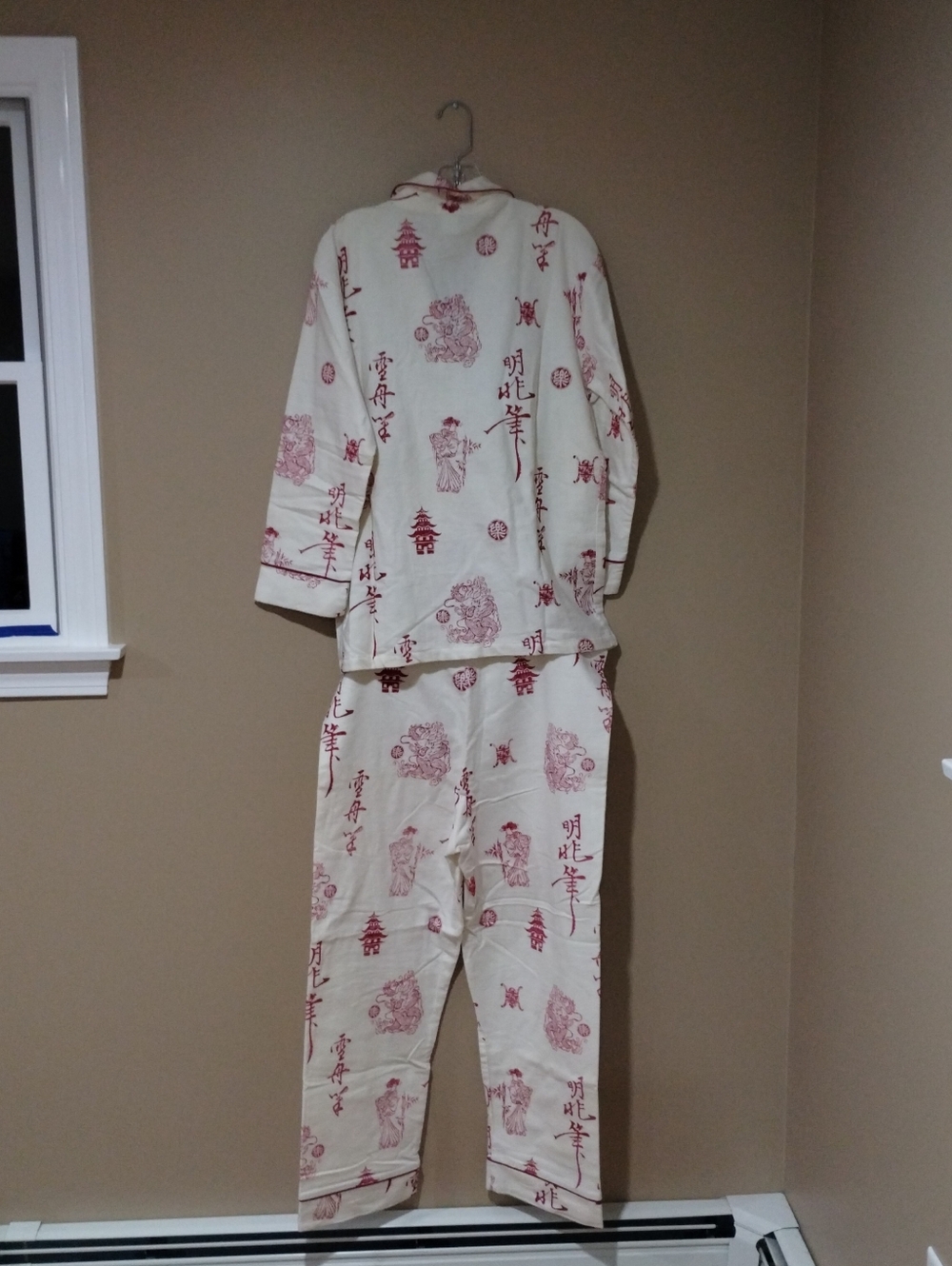 Vtg Y2K Bedhead PJs Set M Organic Cotton Ivory Japanese Print Nwot - Picture 4 of 15